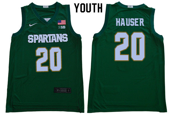 Youth Michigan State Spartans #20 Joey Hauser NCAA Nike Authentic Green College Stitched Basketball Jersey NQ41X44IT
